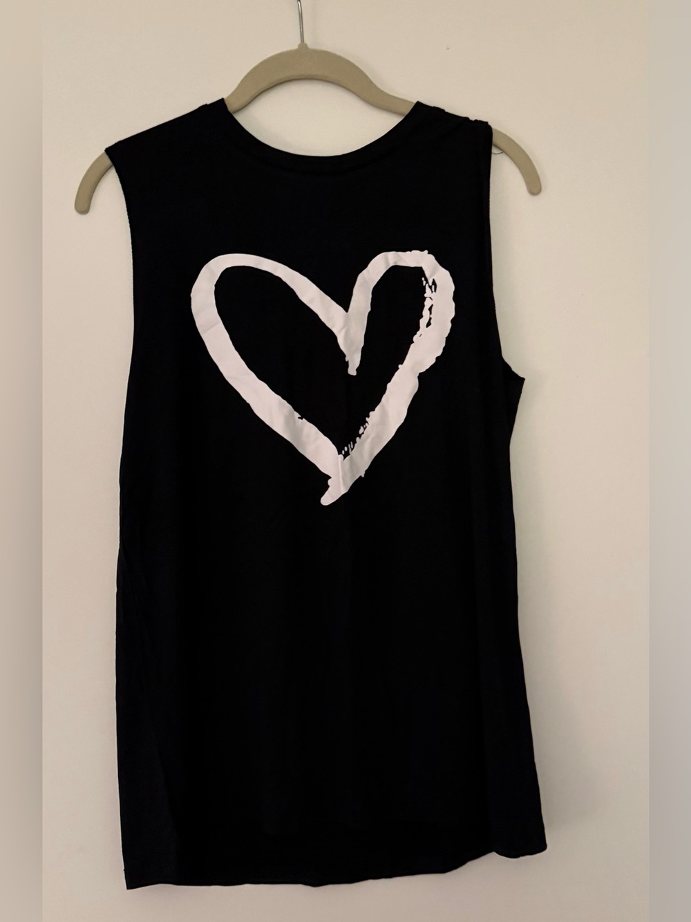 Black Tank with White Heart Graphic